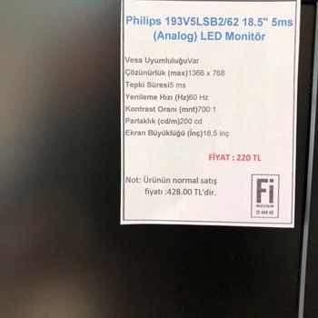 Philips 193V5L 18,5" Sıfır Monitörler